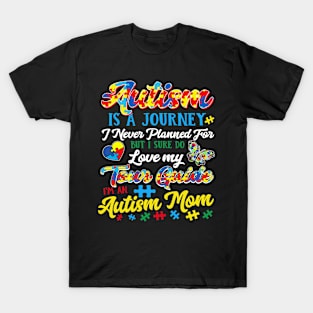 Autism Mom - A Journey I Never Planned , Puzzle Piece Heart T-Shirt